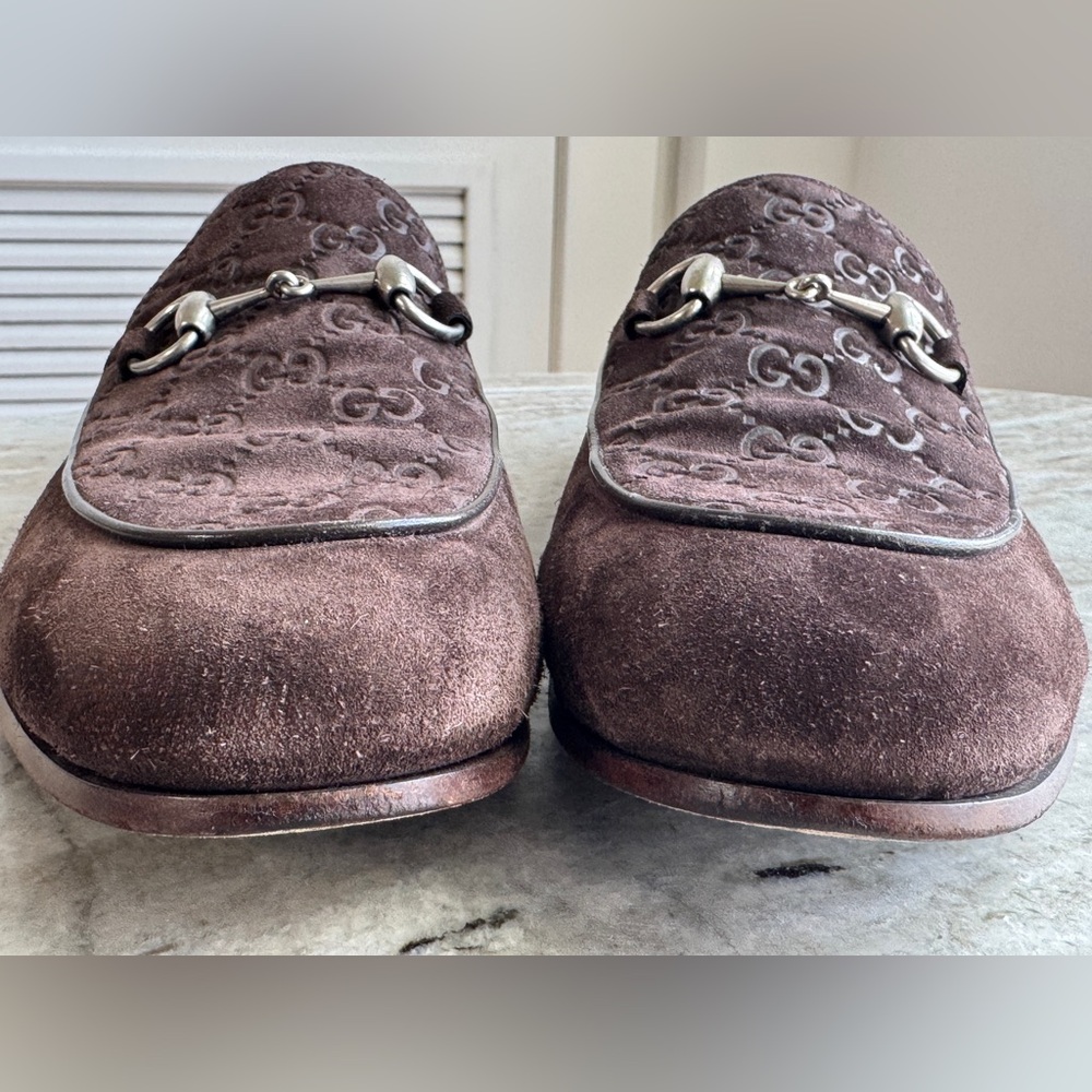 GUCCI GG Horsebit Suede Loafers Brown 12 / 12.5 US $1000 Jordaan 1953 Moccasins - Picture 7 of 10